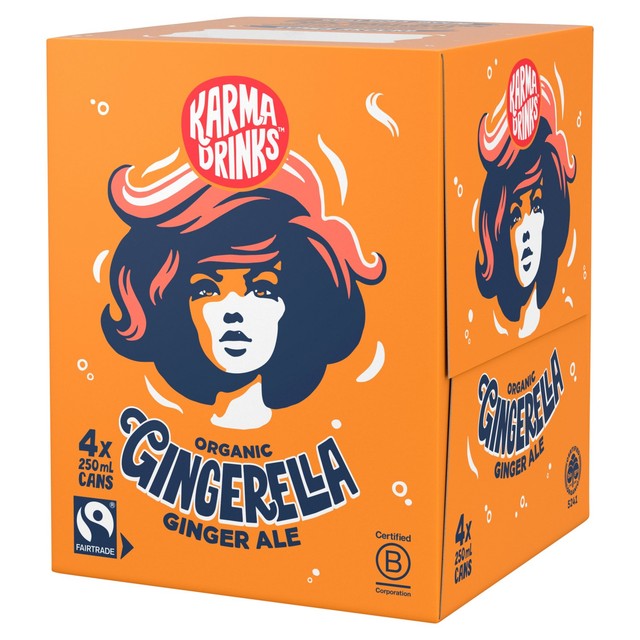 Karma Cola Gingerella ginger ale 4 x 250ml, UK version