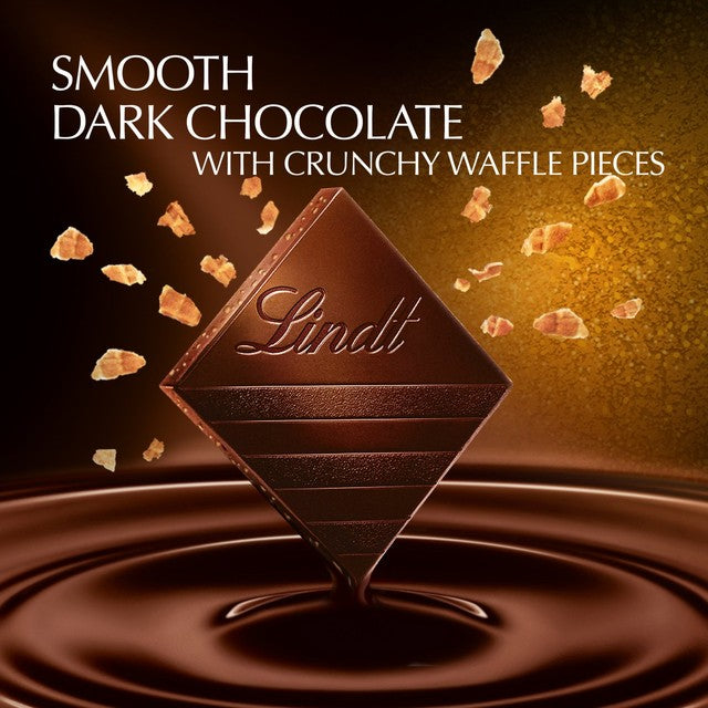 Lindt dark chocolate bar with crunchy waffle pieces 100g, UK version