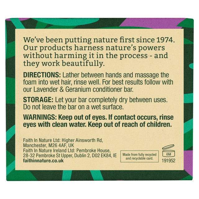 Faith in Nature Lavender & Geranium Shampoo Bar 85g - British product