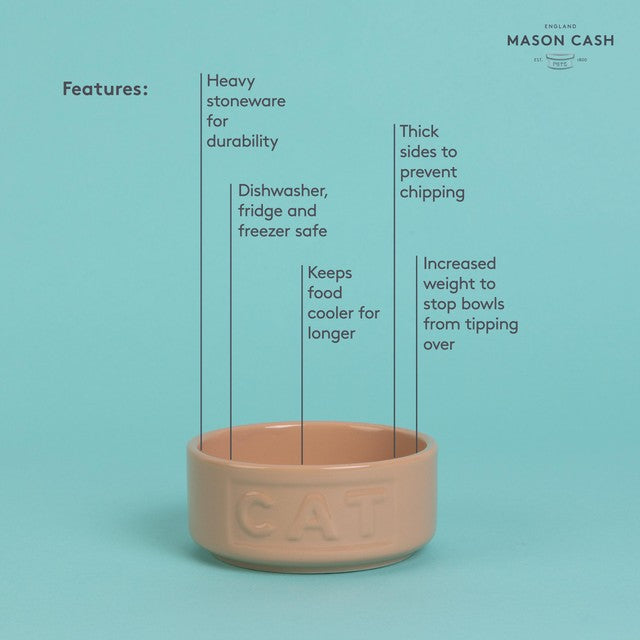 Mason Cash Cane Lettered cat bowl 13cm, imported from the UK