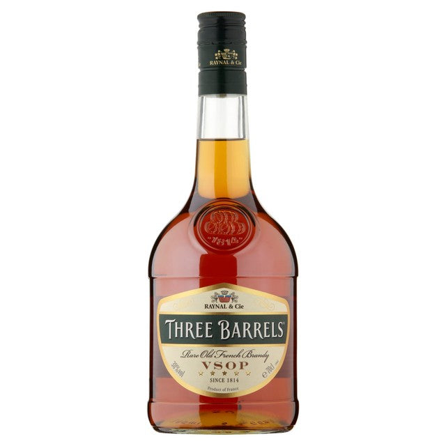 Three Barrels VSOP brandy 70cl (British brand)