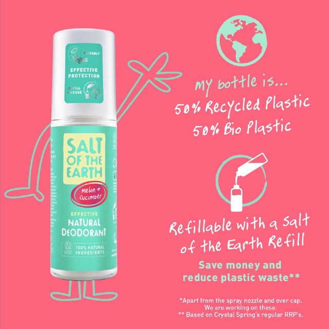 Salt of the Earth melon and cucumber natural deodorant spray 100ml (British brand)