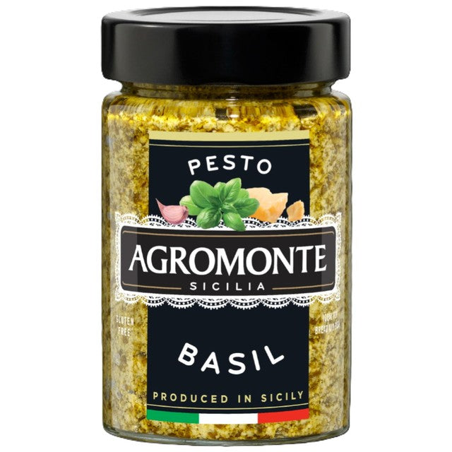 Agromonte basil pesto sauce 100g glass jar (British brand)