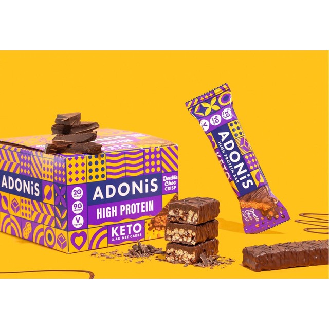 Adonis Double Choc Crisp Keto Protein Bar 16x45g - British product