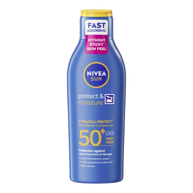 Nivea Protect & Moisture SPF 50+ lotion 200ml, imported from the UK
