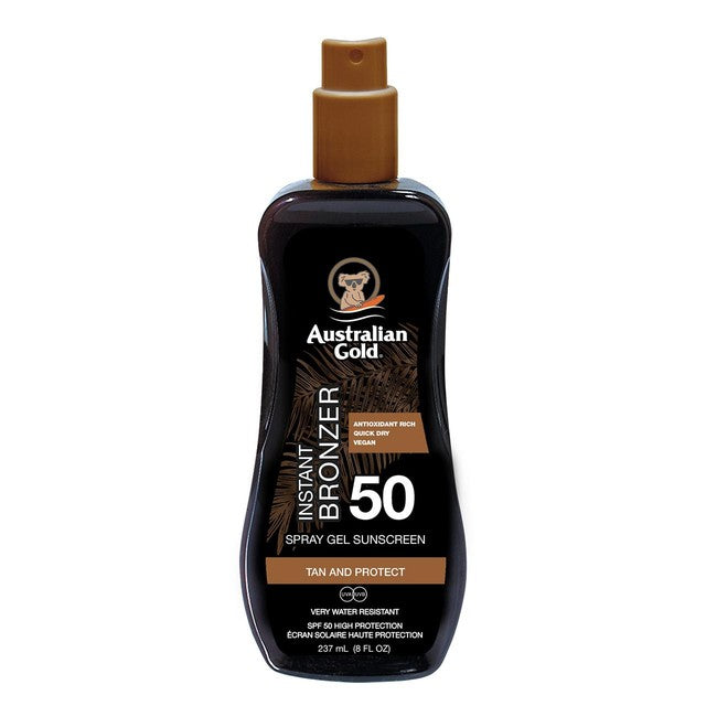 Australian Gold SPF 50 Sunscreen Spray with Instant Bronzer 237ml - British product