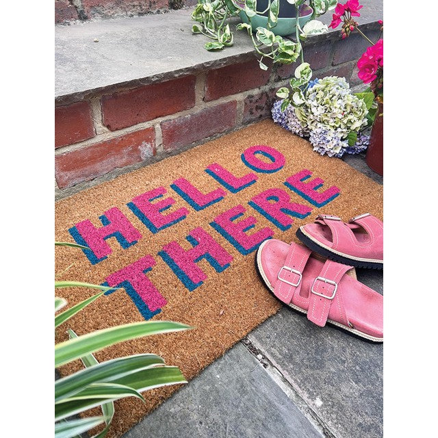 Phoenix Hello There printed coir mat 45x75cm, imported from the UK