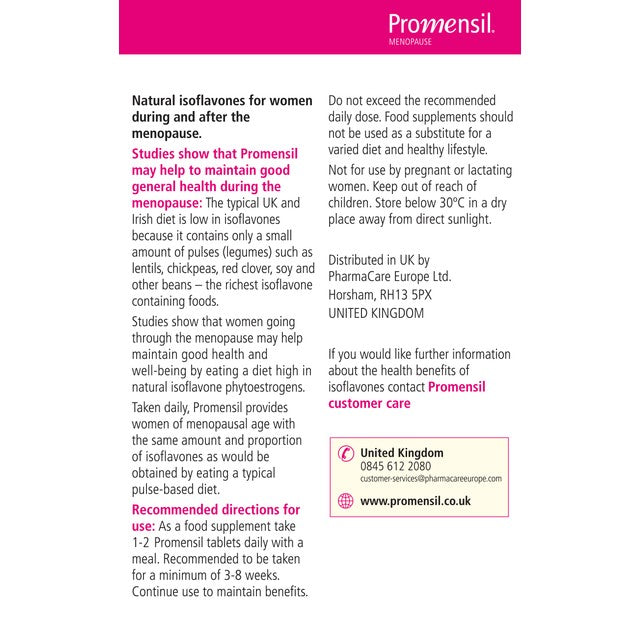 Promensil Original Formula menopause supplement tablets 30 tablets, imported from the UK