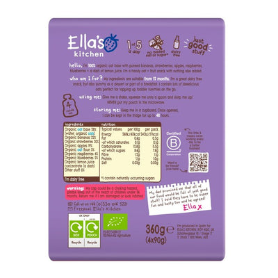M&S Ella's Kitchen Organic Oaty Berry Smoothie Baby Food Pouch 4 x 90g- Buy online at McGrocer
