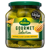 Kuhne gourmet gherkins with honey jar, UK version