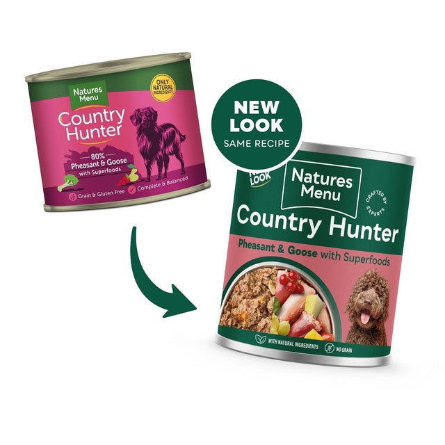 Natures Menu Country Hunter pheasant and goose wet dog food 6 x 600g, imported from the UK