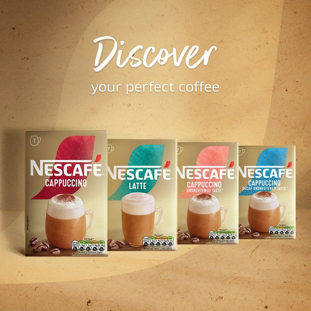 Nescafé Cappuccino instant coffee 12 sachets, imported from the UK