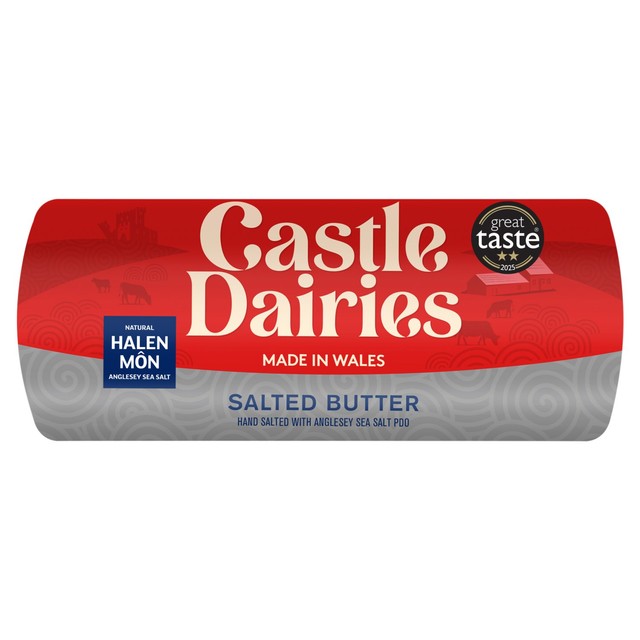 Castle Dairies butter with Halen Mon sea salt, imported from the UK