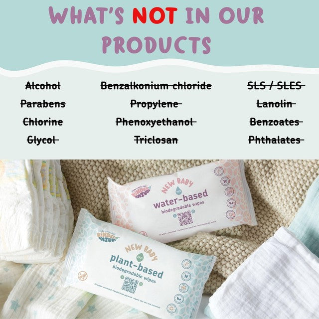 Kinder by Nature plant-based baby wipes biodegradable, imported from the UK