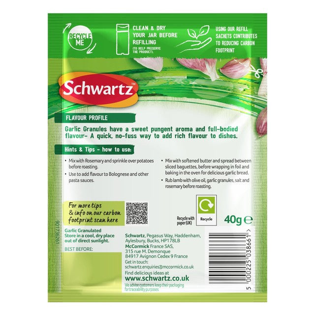 Schwartz garlic granules refill pack 40g (British brand)