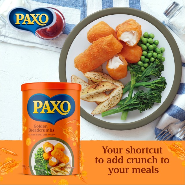 Paxo Golden Breadcrumbs 227g, imported from the UK