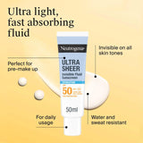 Neutrogena Ultra Sheer face sunscreen SPF50 fluid, UK version