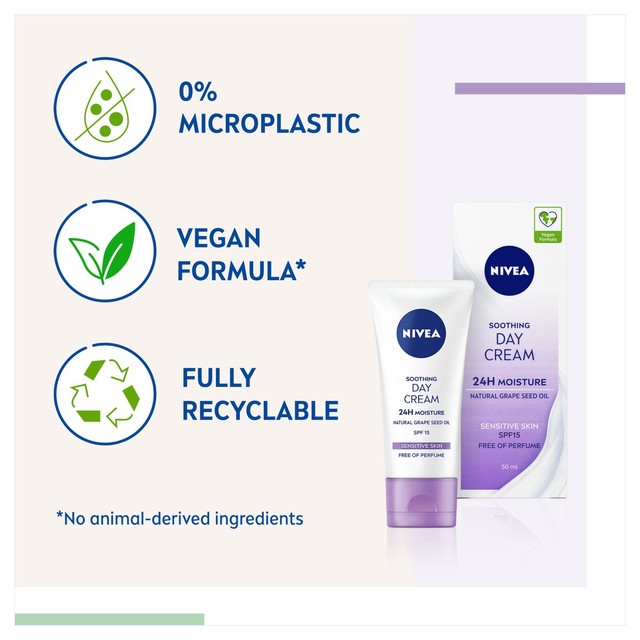 NIVEA Day Cream Moisturiser Sensitive Skin 50ml, imported from the UK