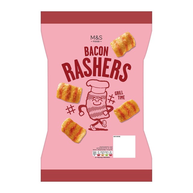 M&S Bacon Rashers crunchy wheat snacks 70g, imported from the UK