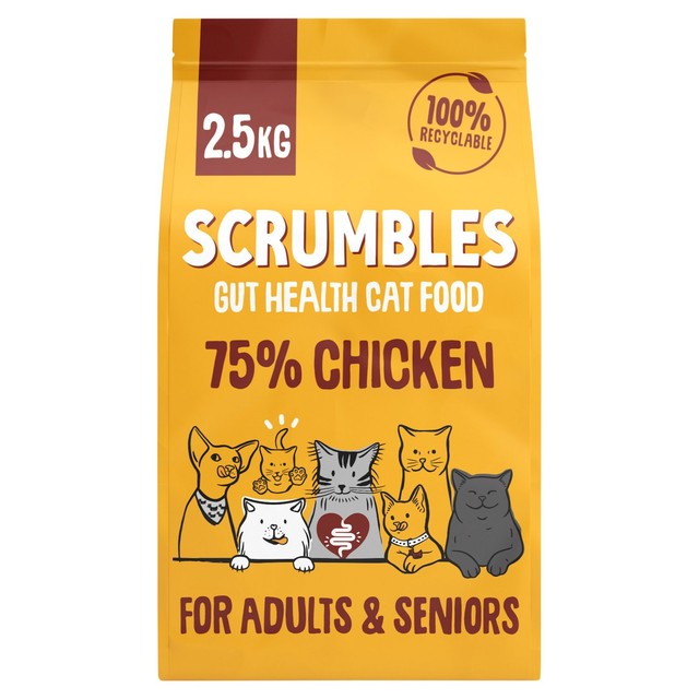 Scrumbles Adults and Seniors Gluten Free Chicken Dry Cat Food 2.5kg (British brand)