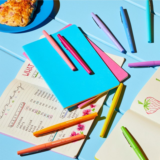 Paper Mate scented felt tip pens with 0.7mm fibre tip and 12 colours, imported from the UK