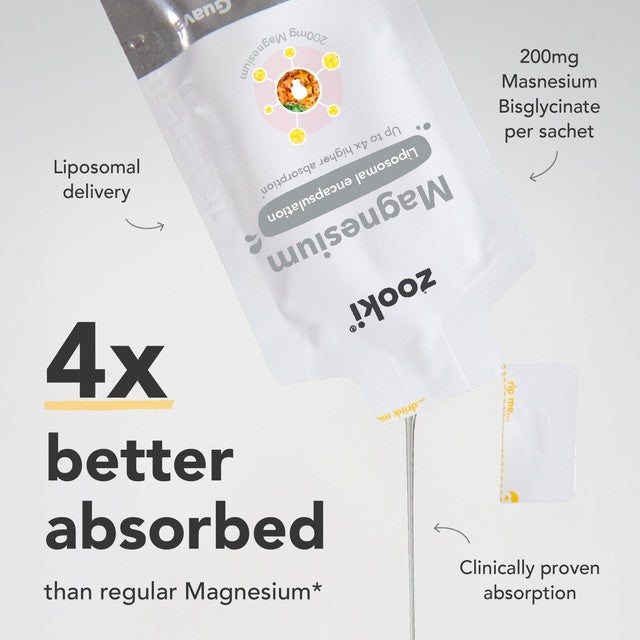 Zooki liposomal magnesium bisglycinate sachets pineapple flavour (British brand)