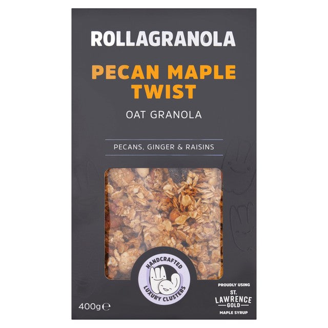 Rollagranola Pecan Maple Twist granola 400g, imported from the UK