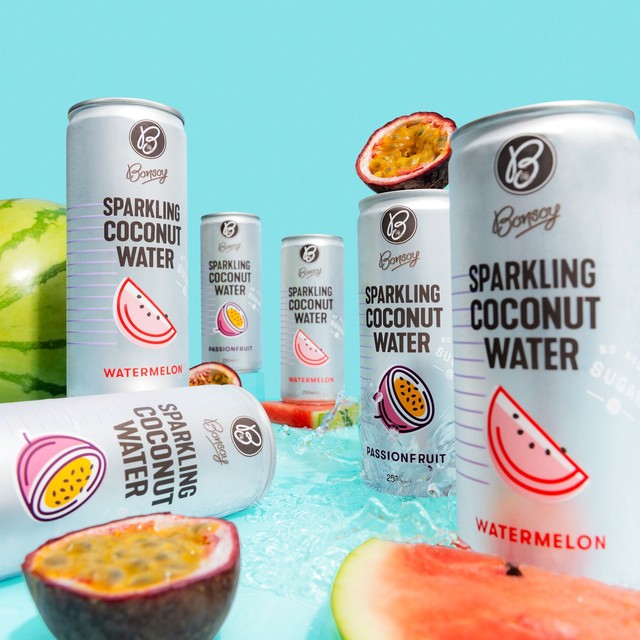 Bonsoy sparkling coconut water with passion fruit 250ml - British product