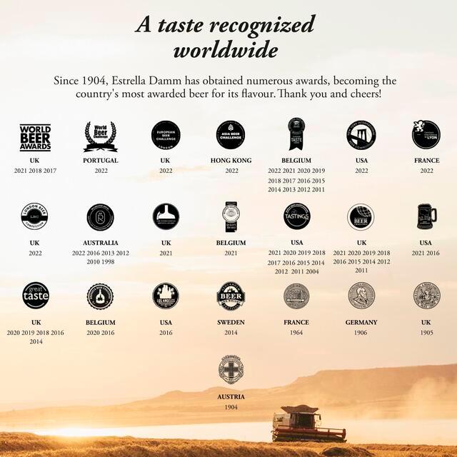 Estrella Damm lager beer 660ml bottle, UK version
