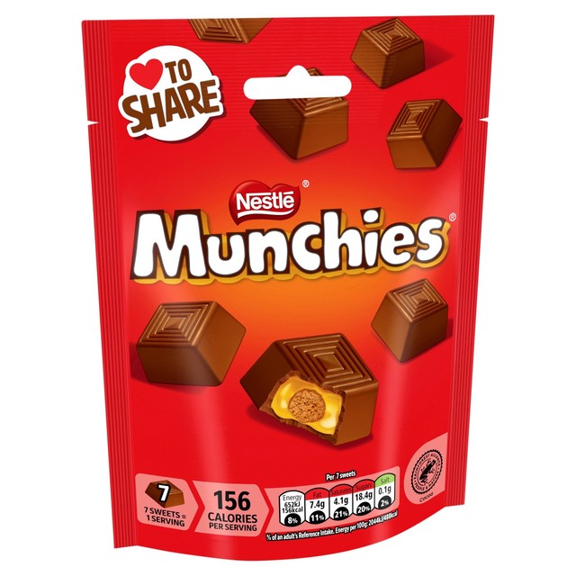 Munchies milk chocolate sharing bag 104g, imported from the UK