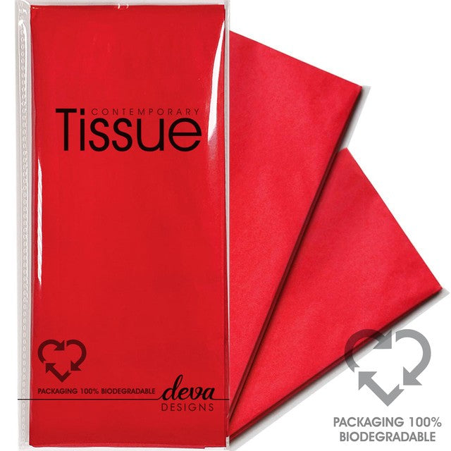 Deva Designs red tissue paper 4 pack, imported from the UK