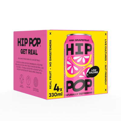 Hip Pop Rosa Grapefrukt Sprudlende Fruktdrikk 4 x 330ml