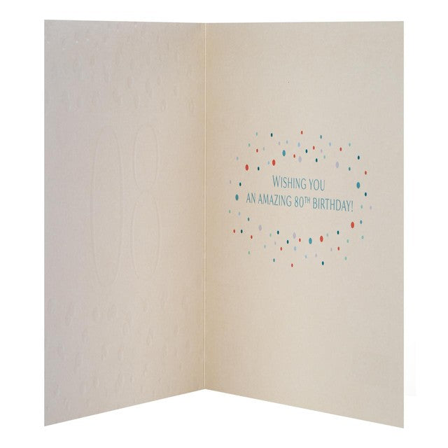 M&S 80th birthday card 15cm x 15cm, imported from the UK
