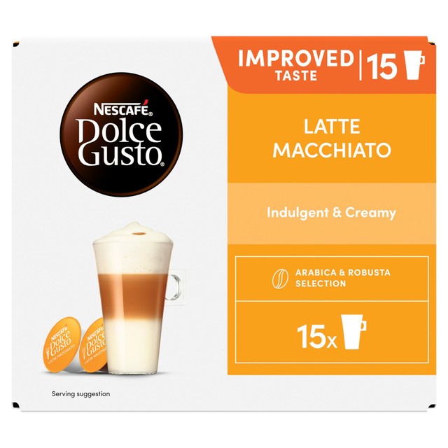 Nescafe Dolce Gusto Latte Macchiato powder blend, imported from the UK