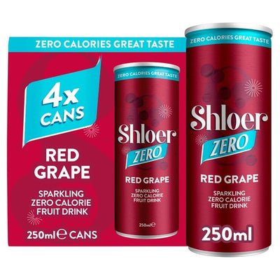 Shloer Zero Red Grape Sparkling Fruit Drink 4 x 250ml