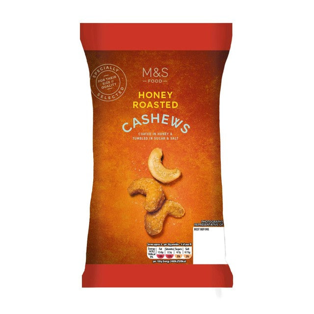 M&S honey roasted cashews 250g, imported from the UK