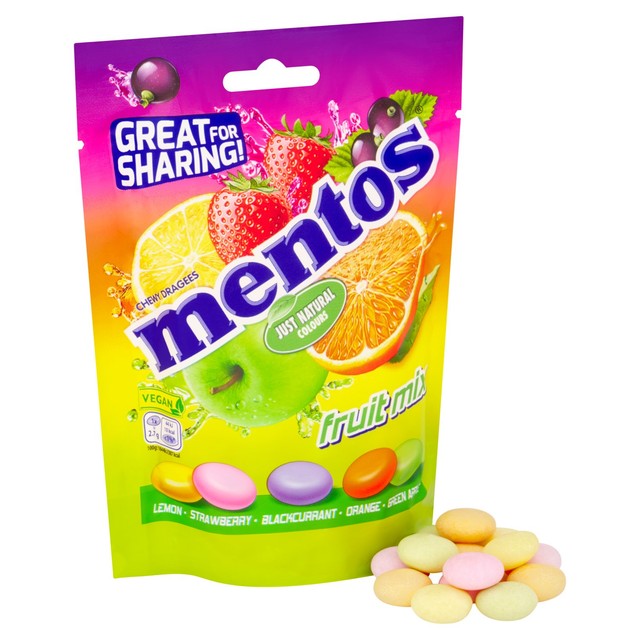 Mentos Fruit Mix chewy sweets 140g, imported from the UK