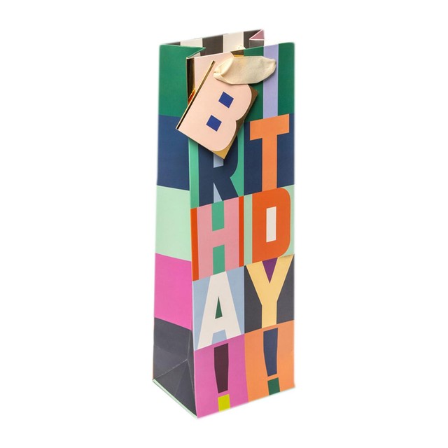 Caroline Gardner Happy Birthday bottle gift bag 37x12x9cm, UK version