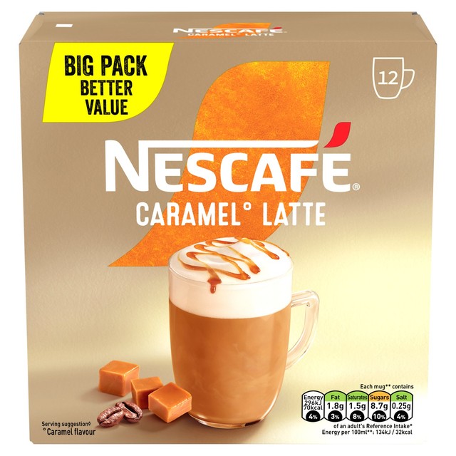 Nescafe caramel latte instant coffee 12 sachets, imported from the UK
