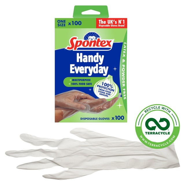 Spontex multi-purpose disposable gloves latex-free powder-free 100 pack (British brand)