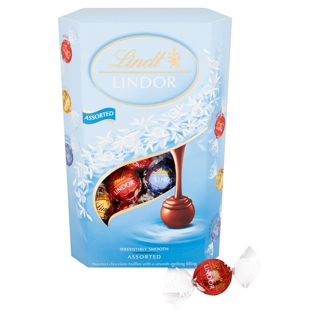 Lindt Lindor milk and white assorted chocolate truffles box (British brand)