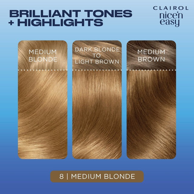 Clairol Nice'n Easy hair colour 8 Medium Blonde - British product
