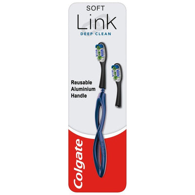 Colgate Link Deep Clean Weiche Handzahnbürste mit austauschbarem Kopf, Starter-Kit