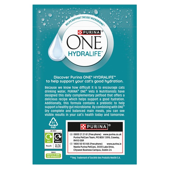 Purina One Hydralife cat liquid salmon 6 x 50g, imported from the UK