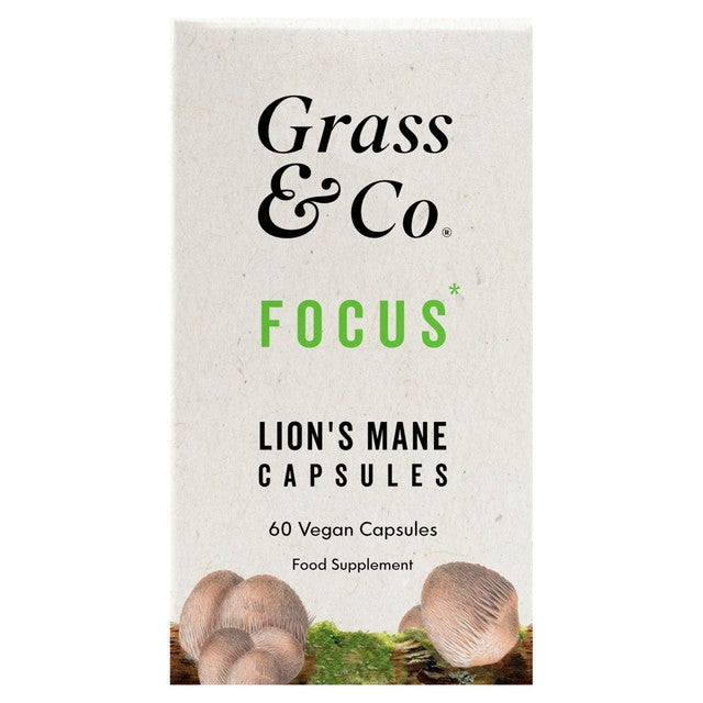 Grass & Co. FOCUS Lion's Mane Mushrooms Capsules with Ginseng and Omega-3, UK version