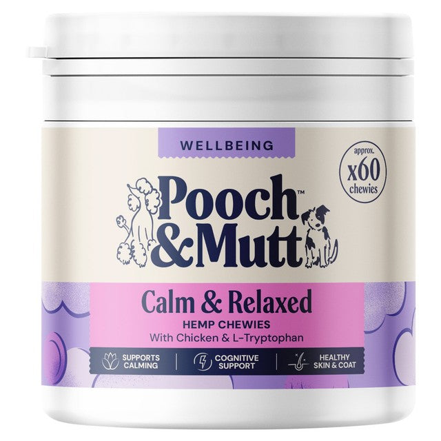 Pooch and Mutt Hemp Chewies dog calming supplement 60 chews (British brand)