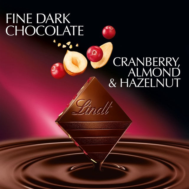 Lindt dark chocolate bar cranberry almond hazelnut 100g, UK version