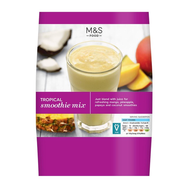 M&S tropical smoothie mix frozen 489g, imported from the UK