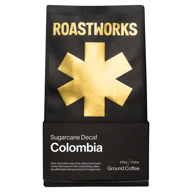 Roastworks Decaf Colombia ground coffee 200g, imported from the UK