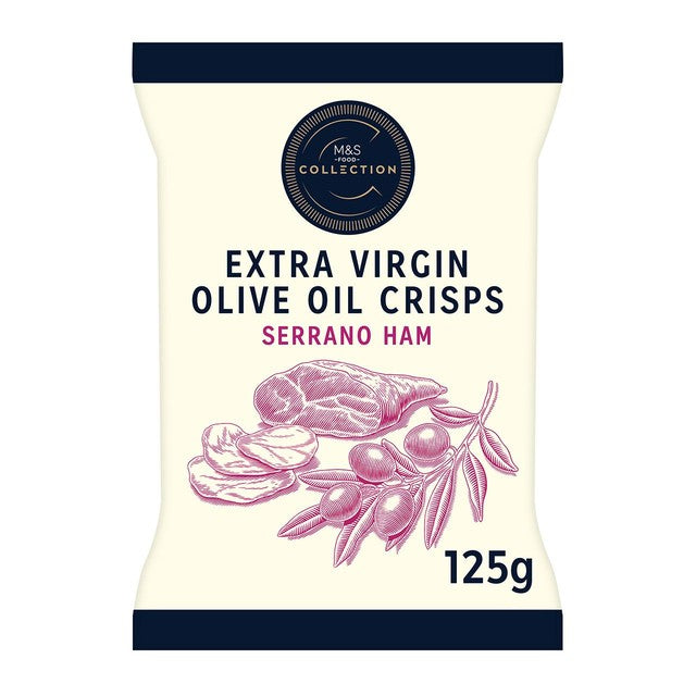 M&S Serrano ham crisps 125g, imported from the UK